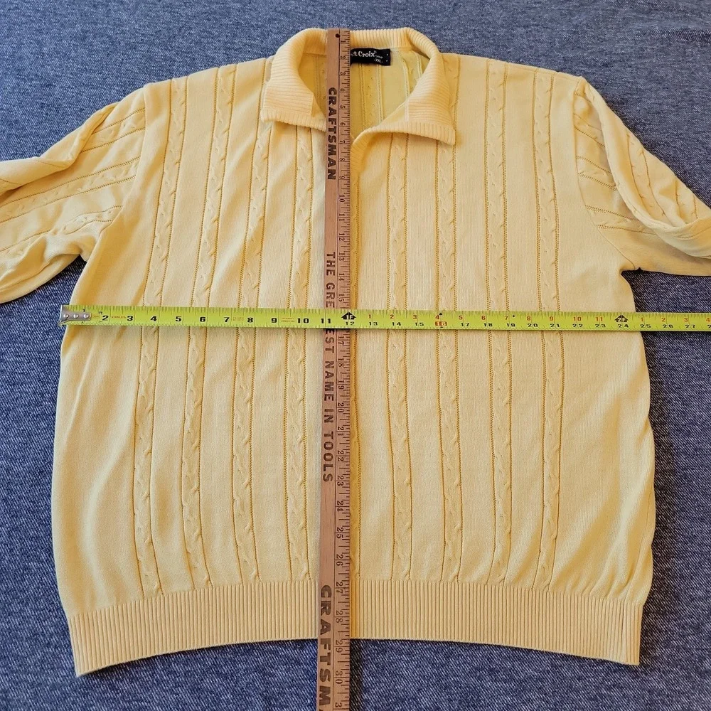 VTG St. Croix Sweater Men's 2XL Yellow Knit Long Sleeve Stretch Banded Waist‎